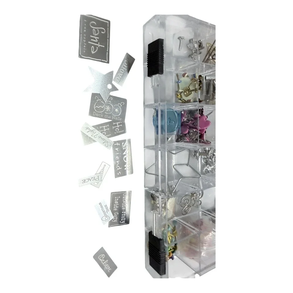 Making Memories Embellishment Lot Brad Bars Fasteners Charms Rhinestones